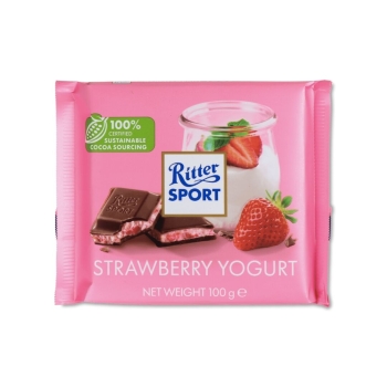 Шоколад молочний Ritter Sport з йогуртово-полуничною начинкою (100г)